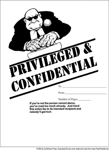 Confidential fax cover sheet