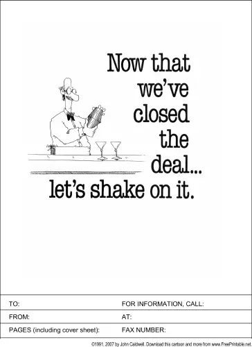 Shake on It fax cover sheet