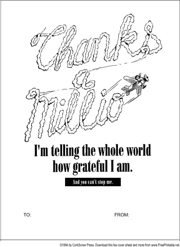 Thanks a Million fax cover sheet